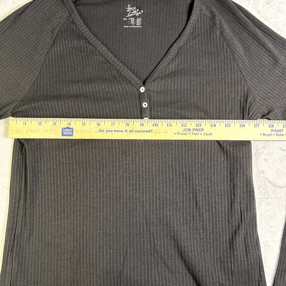 NWOT Y2K Love To Lounge Ribbed Knit Henley Women's Large Twilight Cozy Grunge - Picture 5 of 8